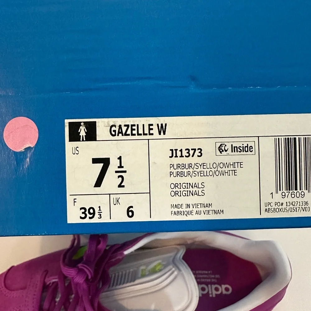 NWT adidas Originals Gazelle sneakers in pink and yellow with gum sole Women’s
